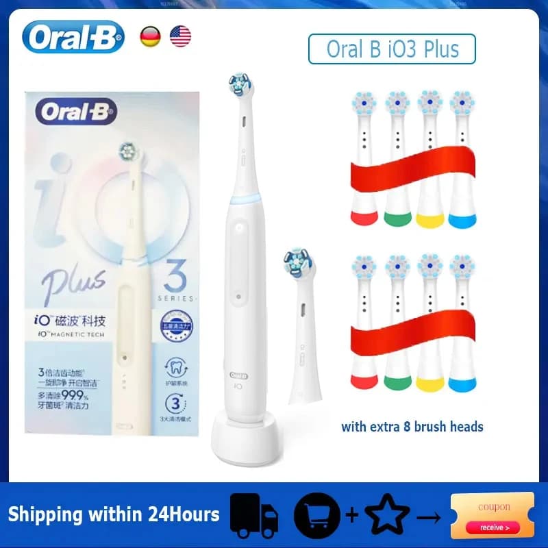 Oral B iO3 Plus elettrico toomath IO Magnetic TECH ricaricabile 3 modalità di pulizia cura dentale iO serie 3 spazzolino da denti intelligente