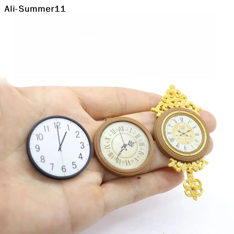 【A6L】1 Pezzo Giocattolo di Arredamento in Miniatura 1:12, Orologio da Parete Retrò Europeo per Casa delle Bambole, Accessori per Decorazione Casa delle Bambole