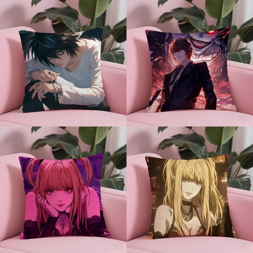 Misa Amane D-Death Notes Pillow Case Anti-dustmite Pillowcase Invisible zipper silky short plush Sofa cushion cover