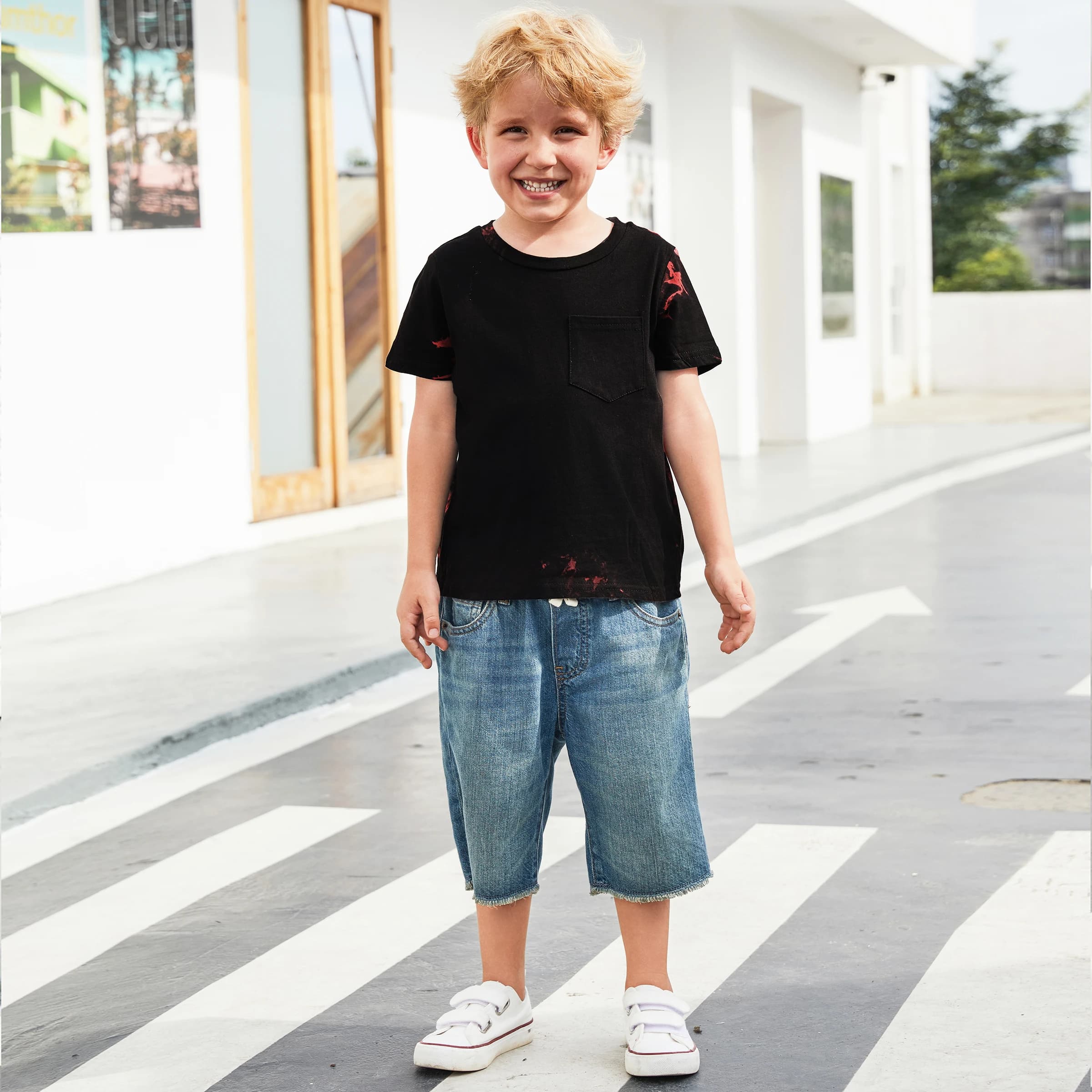 PatPat T-shirt da ragazzo casual in cotone tinto in massa e magliette da uomo