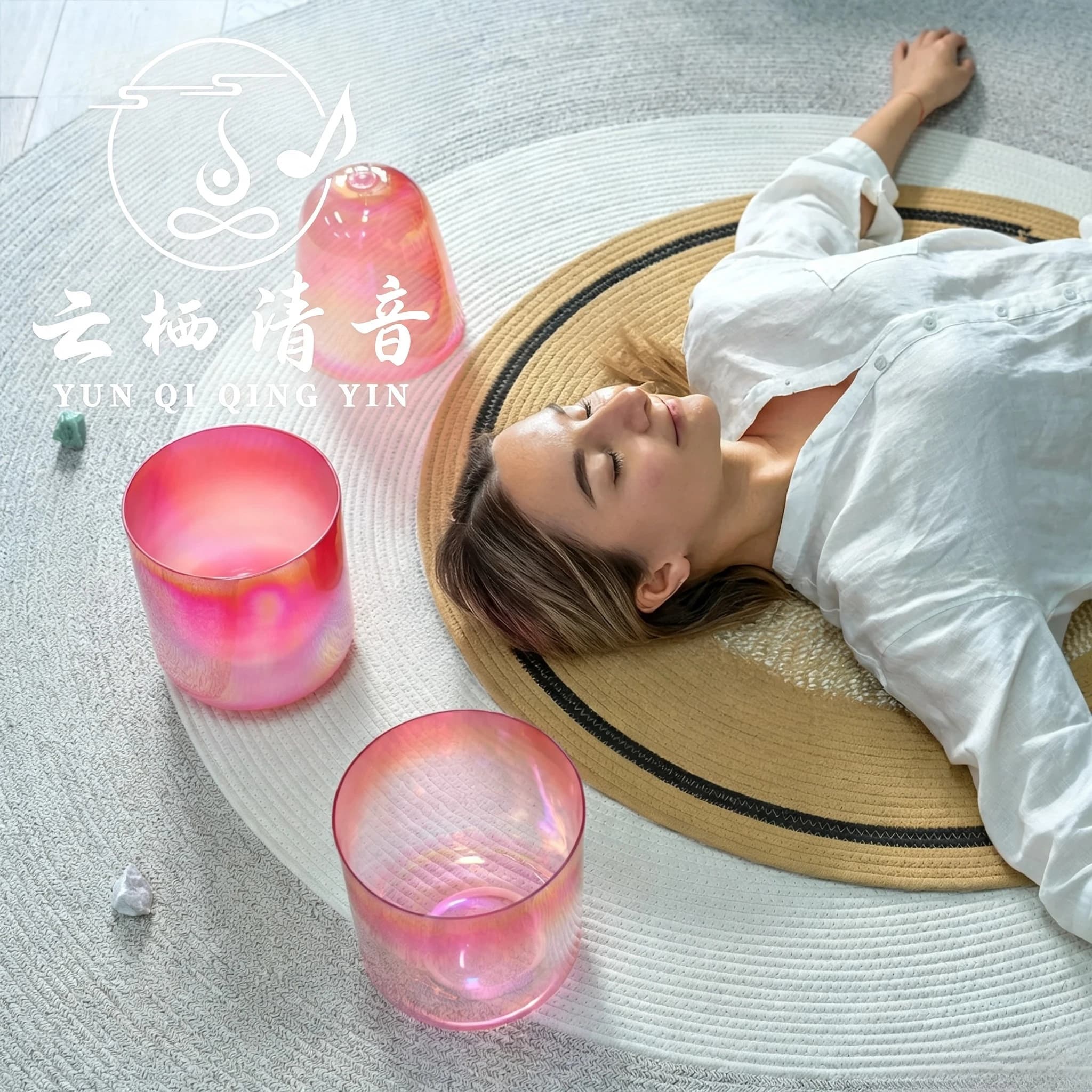 Yunqiqingyin 6 Inch 7 Inch Handheld Alchemy Crystal Singing Bowl 3Pcs Set Cosmic Light Quartz Sound Healing With Mallet