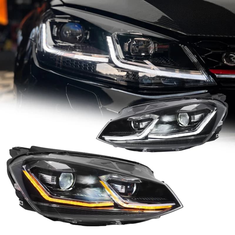 Fari anteriori per Golf 7 2013-2017 MK7, aggiornamento design 7.5, fari a LED, gruppo ottico con lente bifocale DRL, accessori per auto.