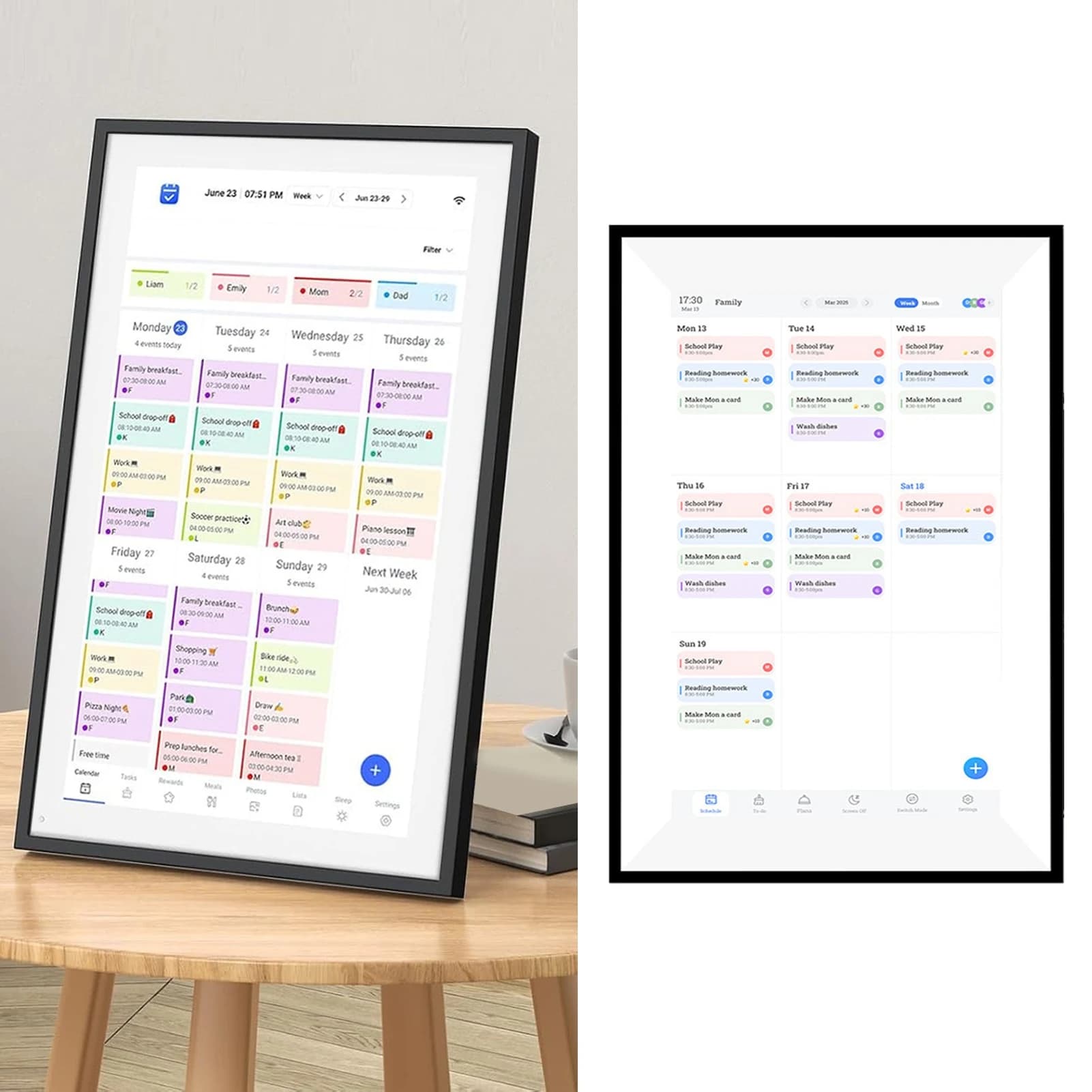 Calendario Elettronico Intelligente con Schermo Touch HD da 10,1 Pollici, Pianificatore Familiare con Cornice Digitale Intercambiabile