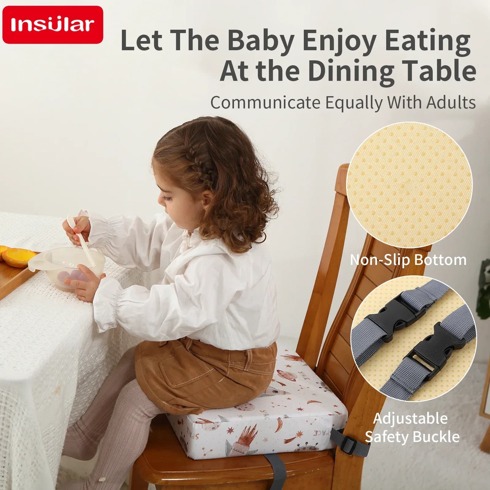 INSULAR Star Pattern Waterproof Baby Highchair Booster Cushion Removable Heightening Seat Pad Kids Dining Chair