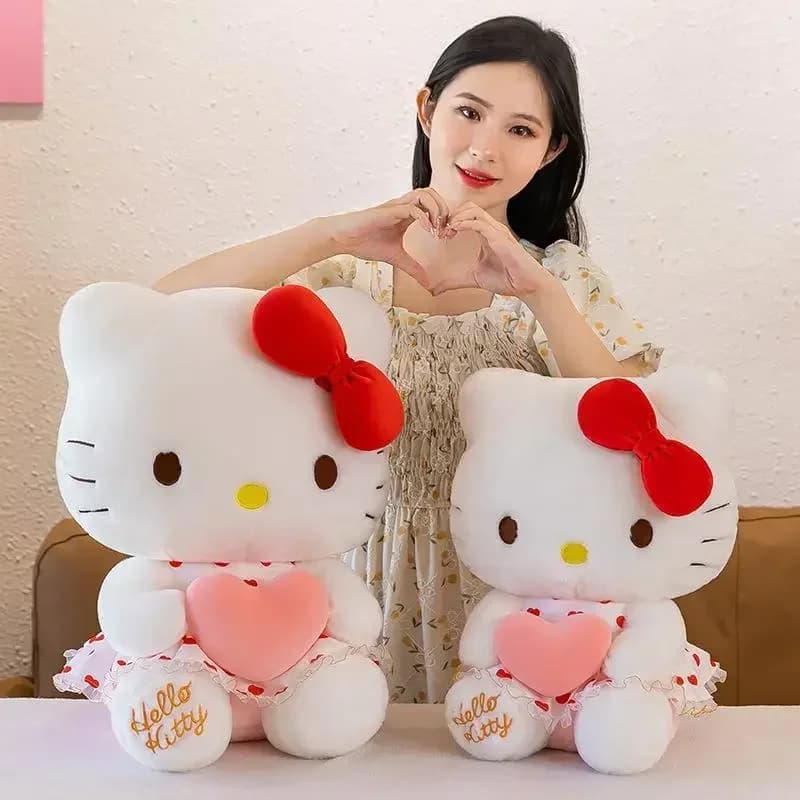 Nuovo Sanrio Cartoon Anime Sheer Dress Hello Kitty Peluche Bambola Grande e carina Decorazione della stanza Peluche Cuscino per dormire Kawaii Peluche