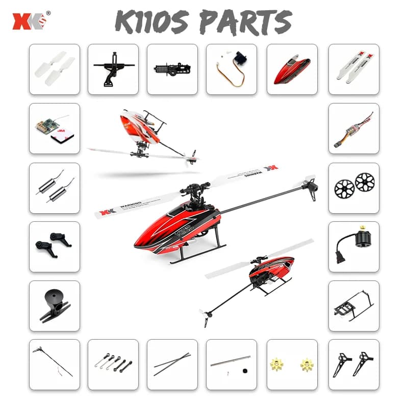 Wltoys XKS K110S K110 RC Accessori per elicotteri Baldacchino Lama Ingranaggio Motore ESC Bordo Rotore Testa Coda Servo per K110S Parti originali