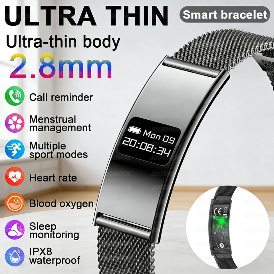 Braccialetto Smart per la Salute Uomo Donna, Fitness Tracker Sportivo con Test dello Stress, Monitor HRV, Impermeabile, Contapassi, Smartwatch per Android iOS