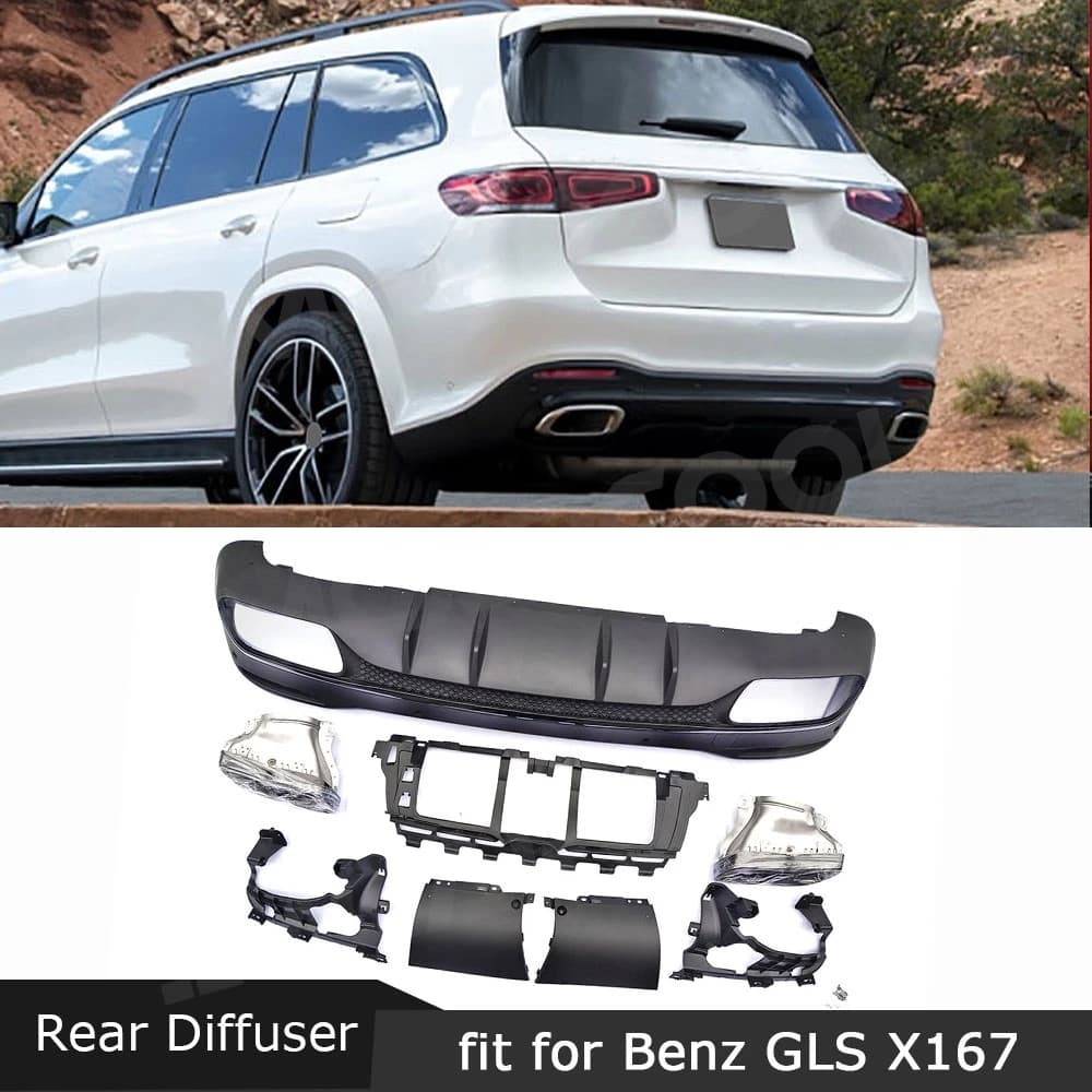 JMCARCOOL For Mercedes Benz GLS X167 GLS63 AMG 2020+ Rear diffuser Lip Spoiler Splitter Bumper Guard Protector Shoe Tips