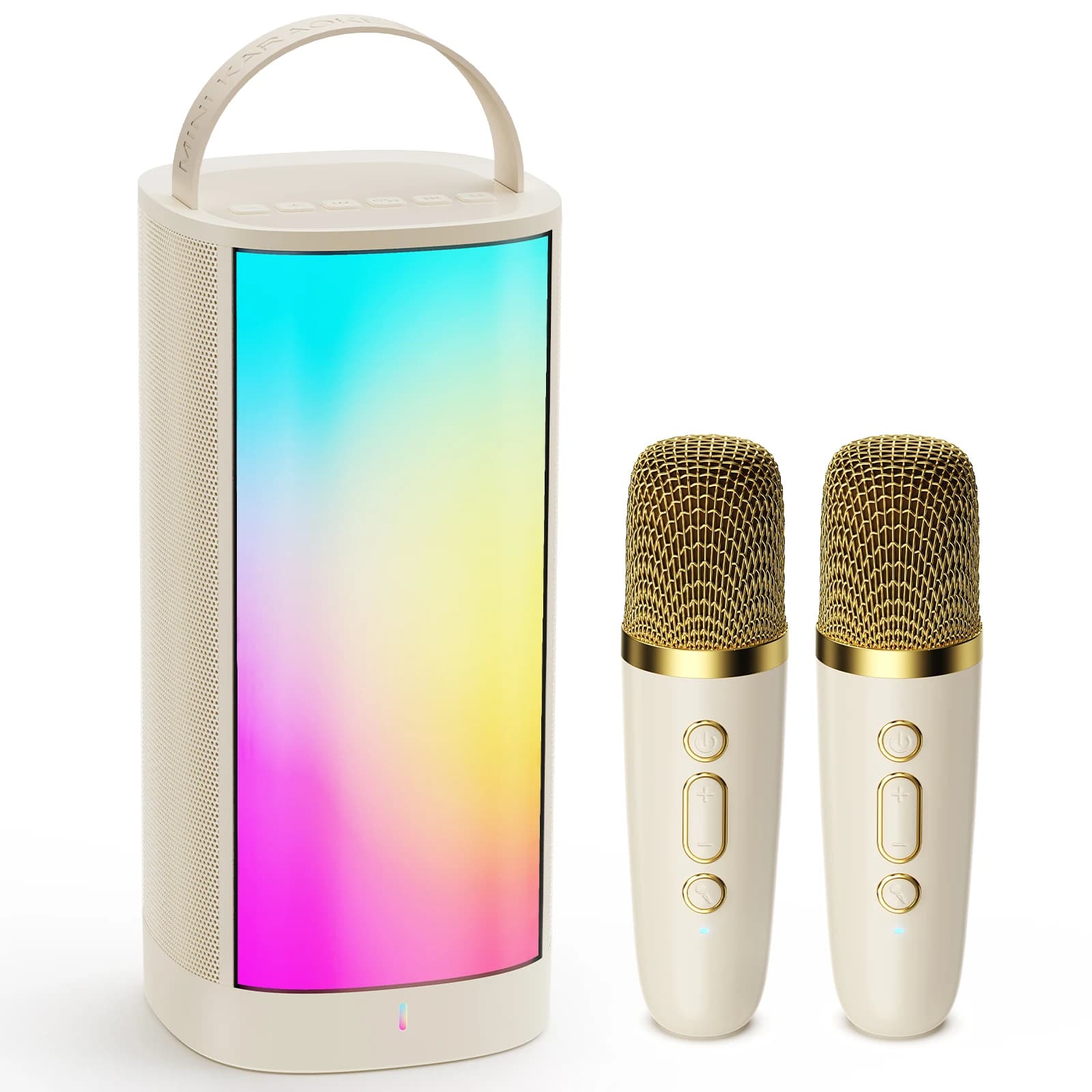 Mini macchina per karaoke per bambini e adulti, altoparlante portatile per karaoke Bluetooth 5.3 con 2 microfoni wireless, regali di compleanno