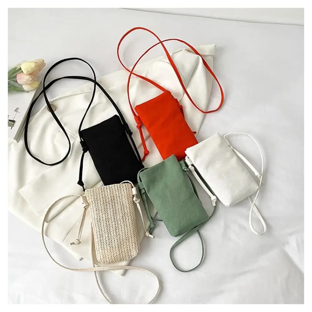 Multifunctional Canvas Cell Phone Bag Light Neck Shoulder Bag Small Shoulder Bag for All Matches