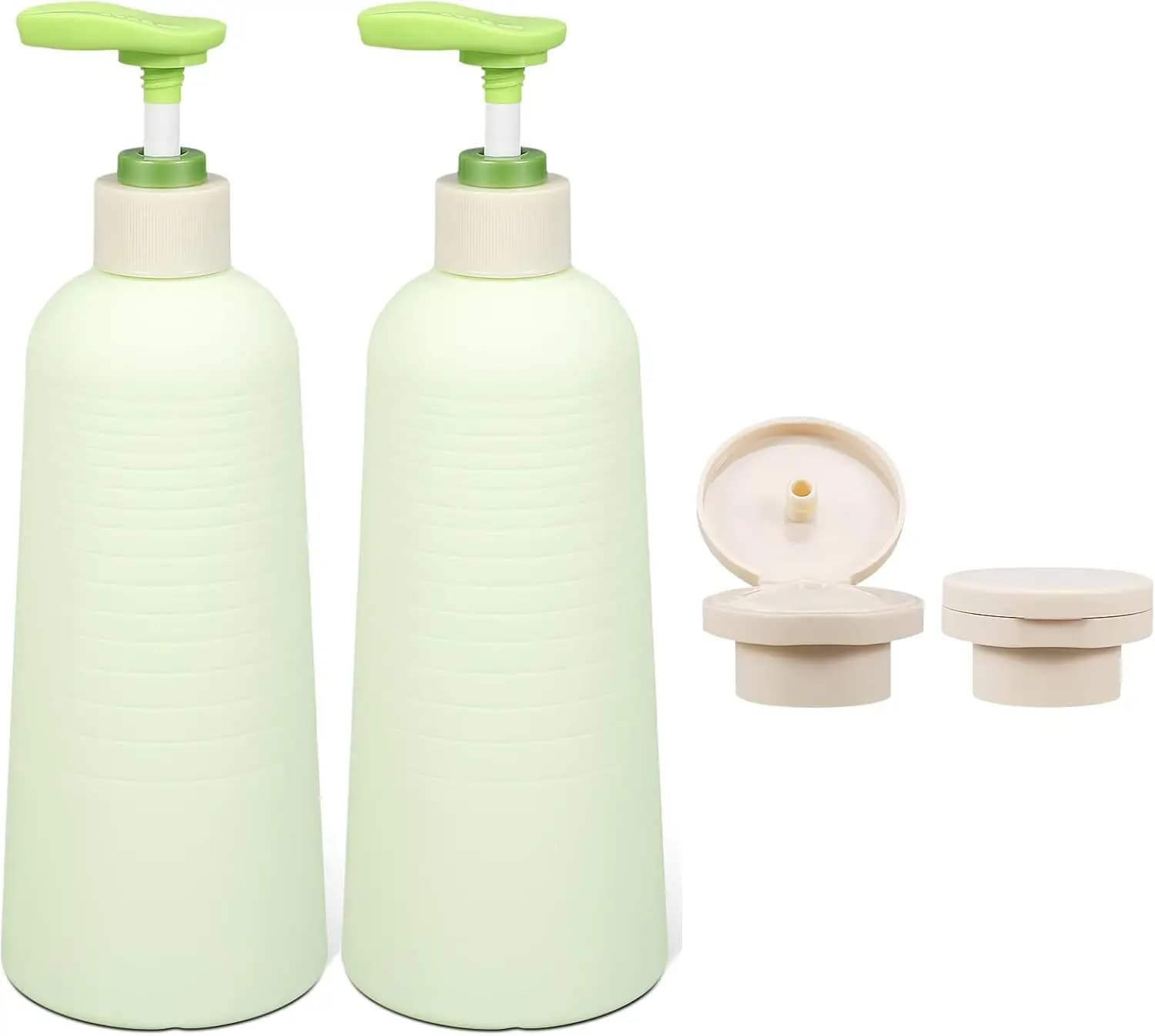 Flaconi da viaggio per shampoo da 500 ml con tappo a scatto, dispenser a pompa ricaricabili per sapone, lozione, bagnoschiuma (confezione da 2)