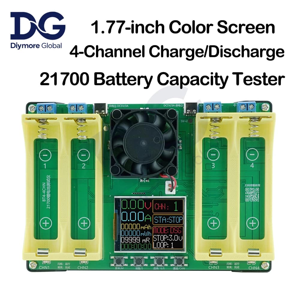 BT4-21700 Battery Capacity Tester 4/1 Channel Charge/Discharge Integrated Battery Tester 1.77-inch Color Screen Detection Module