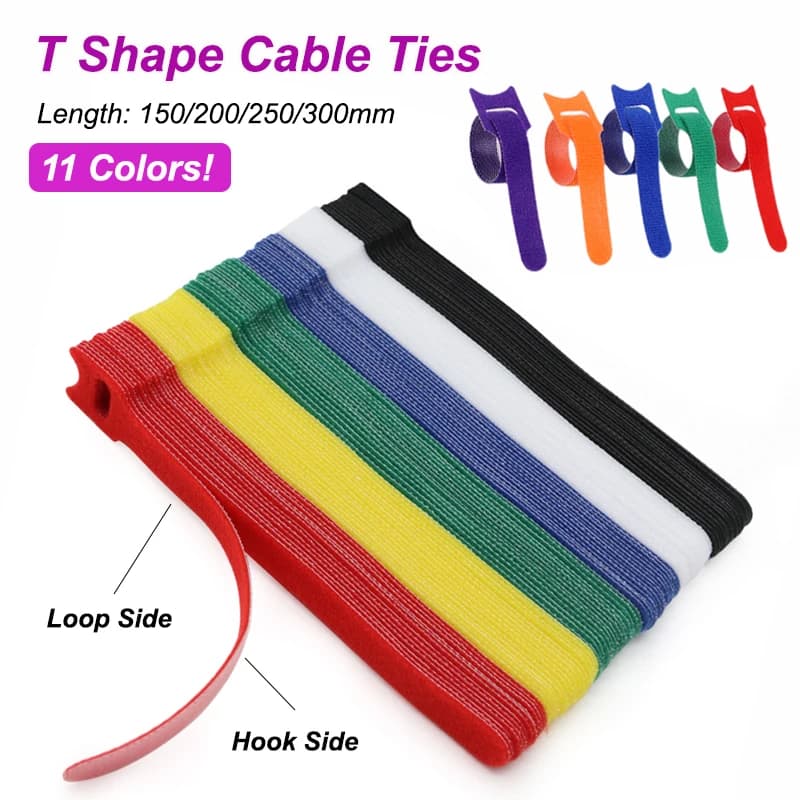 10 pz Fascette Rilasciabili 15 20 25 30 cm Mouse Auricolare Avvolgicavo Cavo Organizzatore Gancio In Nylon Loop Strap Zip Bundle Fasciatura Fascetta