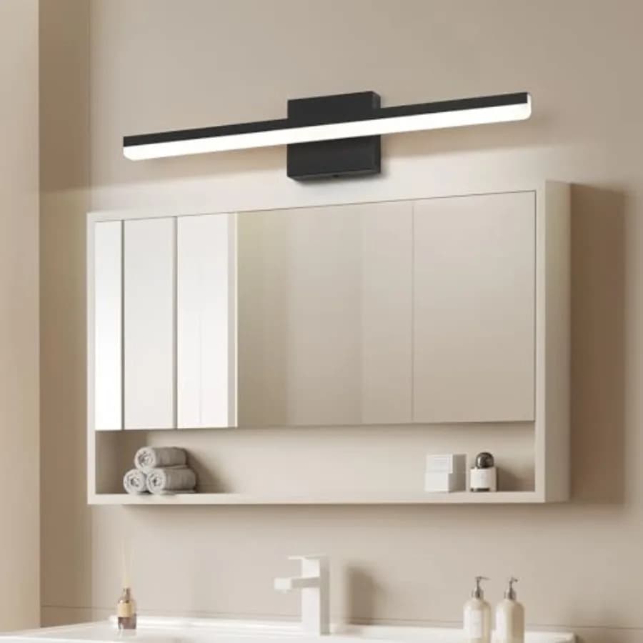 Lampada da Bagno a LED 18W Moderna Nera Lunga da Parete per Specchio, Illuminazione per Specchiera Interna 5500K ET