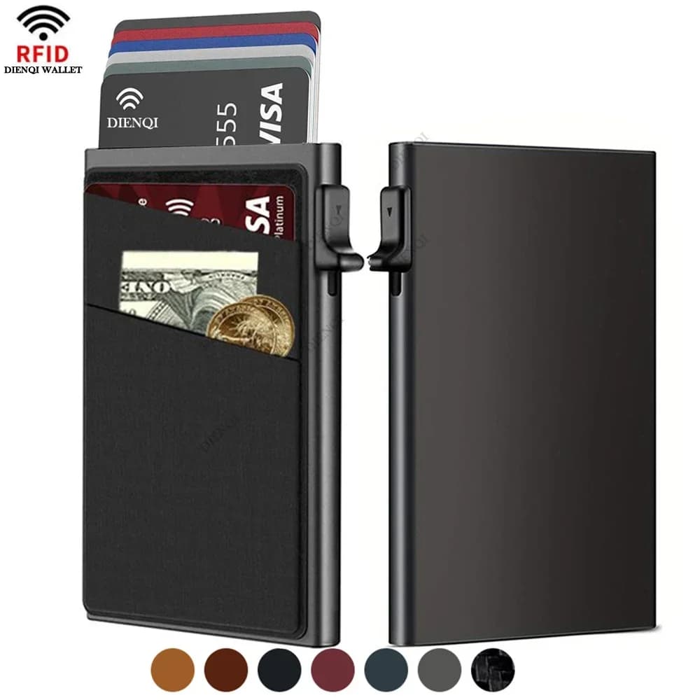 Porta carte di credito da lavoro RFID Portafogli da uomo Porta carte di credito sottile in metallo sottile Custodia antifurto per carte da visita bancarie Porte-cartes