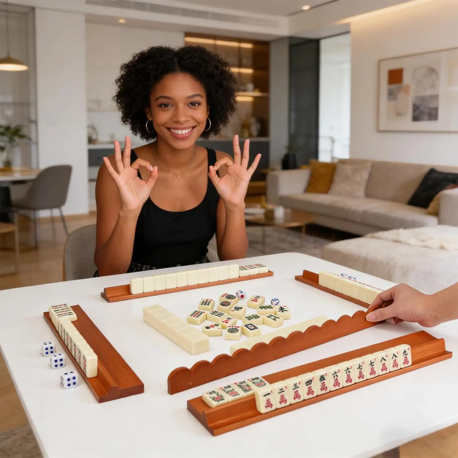 Supporti per Mahjong con Spintori, Vassoio Magnetico in Legno per 4 Pezzi, Set di Supporti e Spintori per Mahjong, Ideale per Gioco, Natale, Viaggi, Casa, Principianti