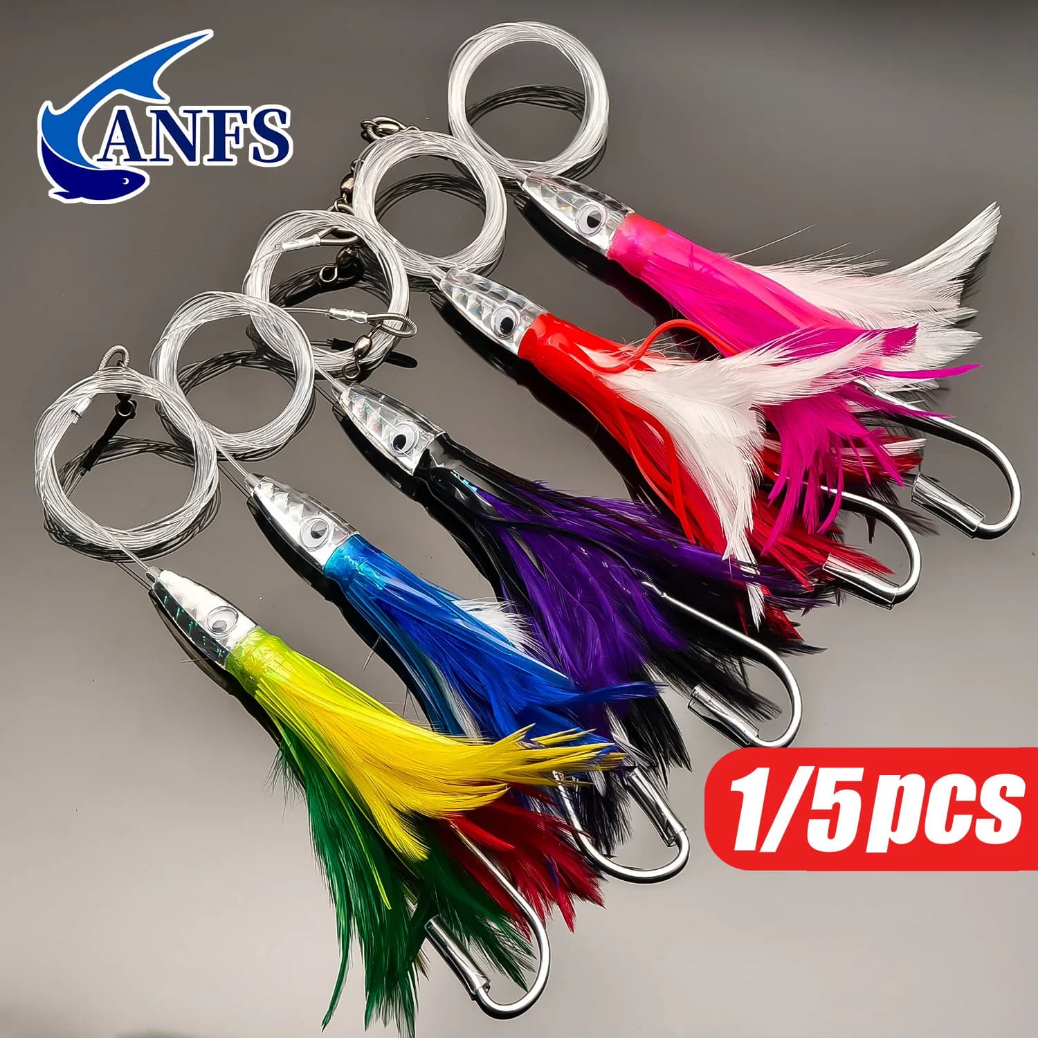 ANFS 1pz/5pz Esche da Pesca a Traina da 6 Pollici Completamente Rigate, Teaser per Tonno, Esche per Calamari, Esche per Pesca in Acqua Salata