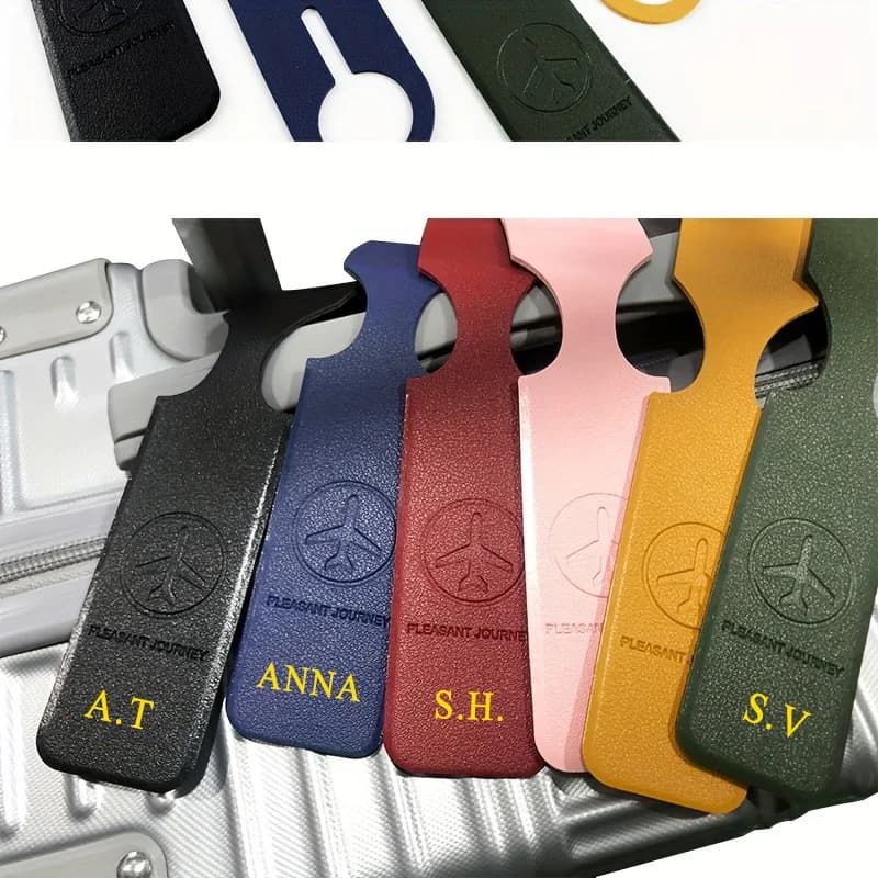 Etichetta per Bagagli Personalizzata in Pelle PU per Uomo e Donna, Identificatore per Valigie, Porta Etichetta per Bagagli, Accessori da Viaggio