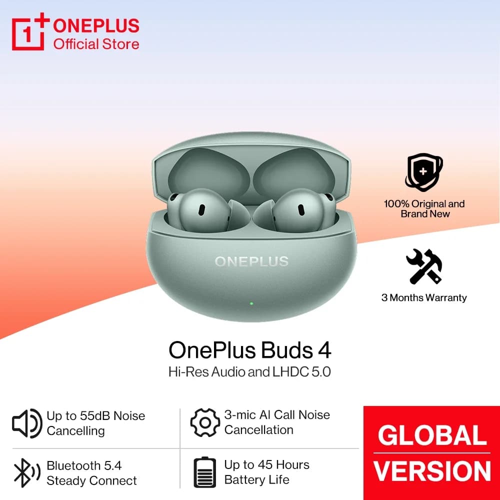 OnePlus Buds 4 Auricolari wireless Versione globale 55dB Cancellazione del rumore Auricolari portatili LHDC 5.0 Bluetooth 5.4