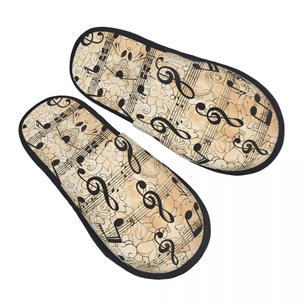 Custom Musical Pattern Music Notes House Slippers Women Cozy Memory Foam Slip On Hotel Slipper Shoes