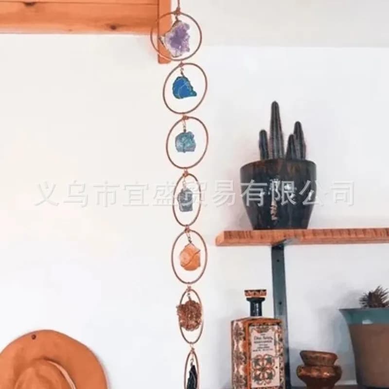 New Raw Crysta Gemstone Wind Chime - Crystal Wall Decor, Ornamental Hanging Charm