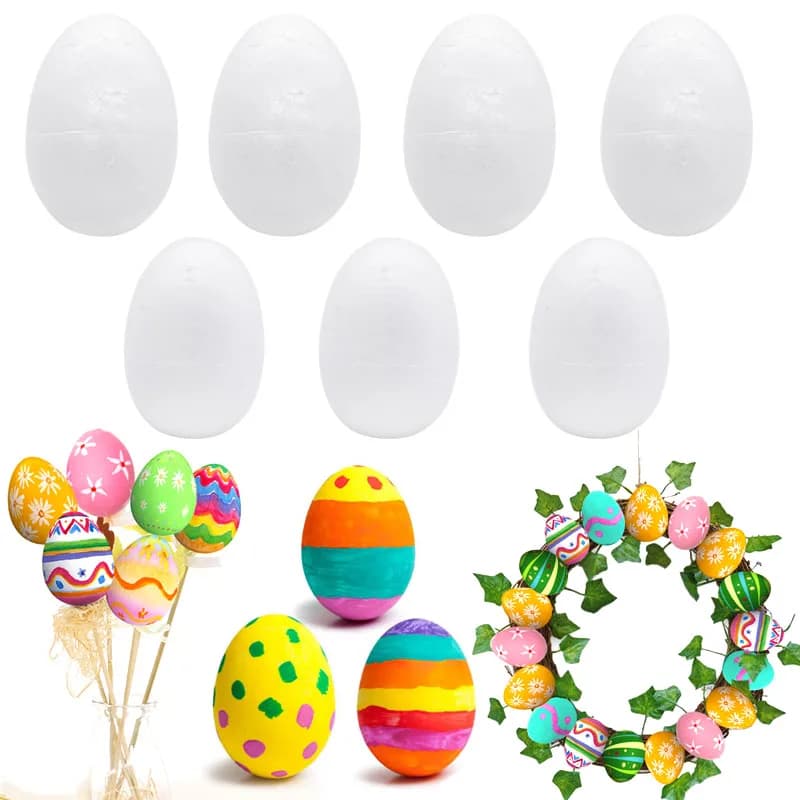 20 pcs 5-9 cm White Foam Eggs FAI FROM YOU Polystyrene Polystyrene Modeling Egg Ball For Easter Party Supplies For Children Hand Painted Foam Eggs