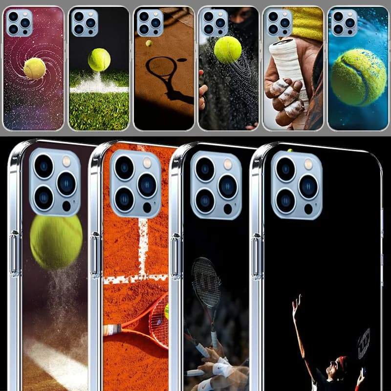 IPhone Cases with design Tennis rack and Tennis ball, compatible with 17E, 16E, 17 Air, 16 Pro Max, 15 Pro, 14 Plus, 11, 13, 12 Mini