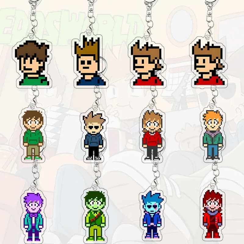Pixel Eddsworld Acrylic Keychain Game Characters Anime Character Eduardo Edd Tord Cosplay Props Backpack Pendant Decor Gift