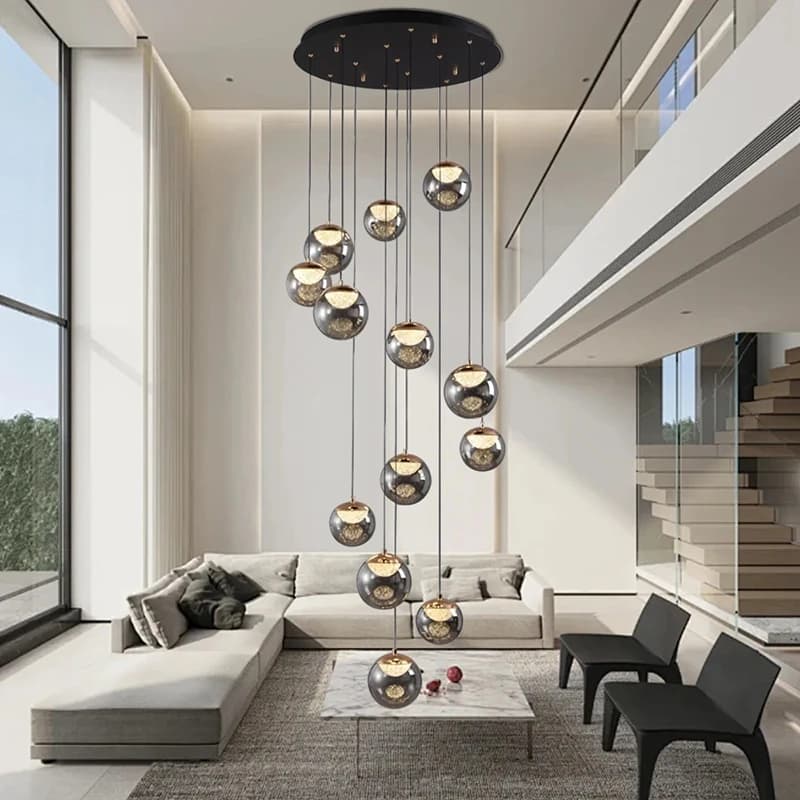 Lampadario a sfera in vetro nordico Lampada da soffitto a LED di lusso Soggiorno Villa Ristorante Decorazione Illuminazione Lampade a sospensione di design