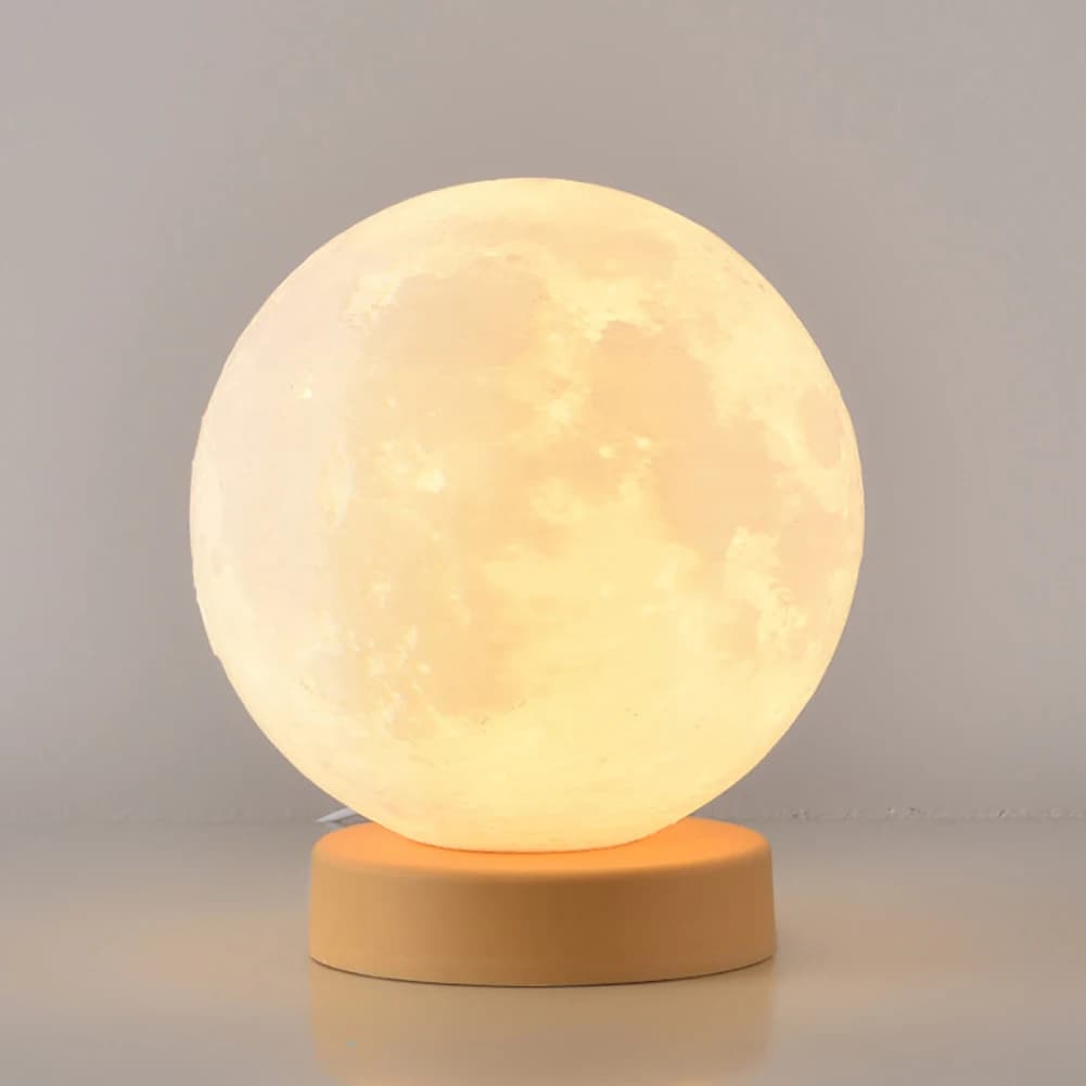 Lampada da comodino con luci notturne lunari 3D ricaricabile tramite USB con supporto Lampada da scrivania a LED dimmerabile Illuminazione per interni per soggiorno