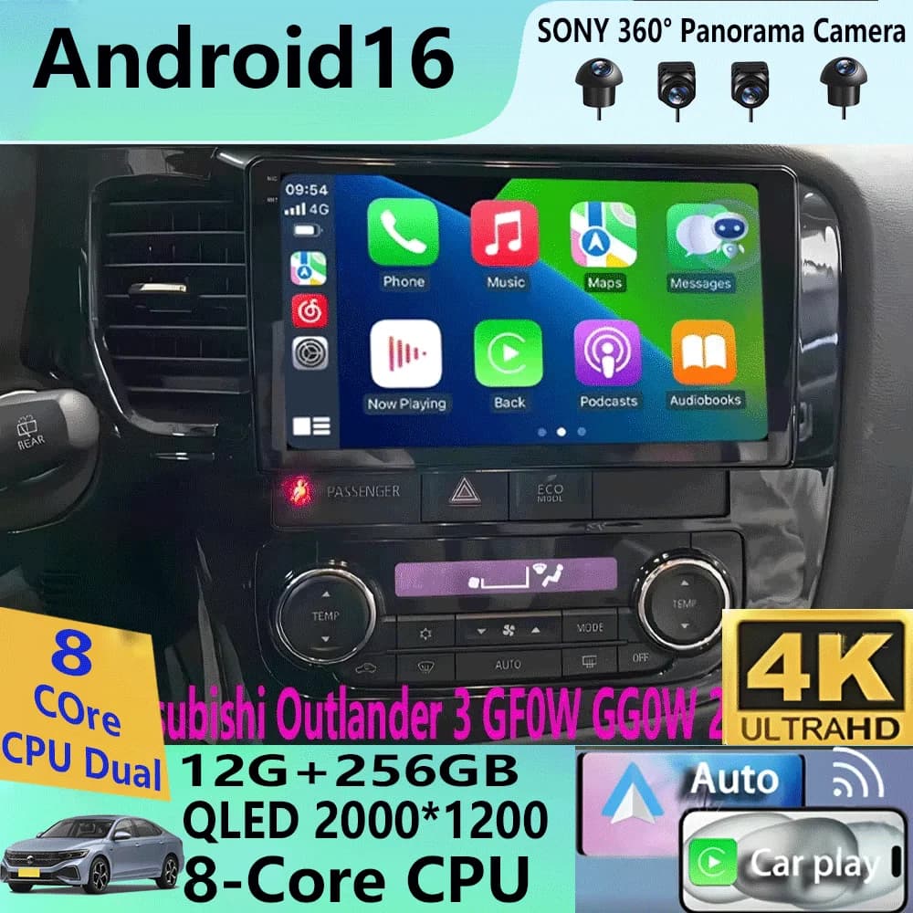 Autoradio Android 16 con Carplay per Mitsubishi Outlander 3 GF0W GG0W 2012-2018, Stereo Multimediale 2din
