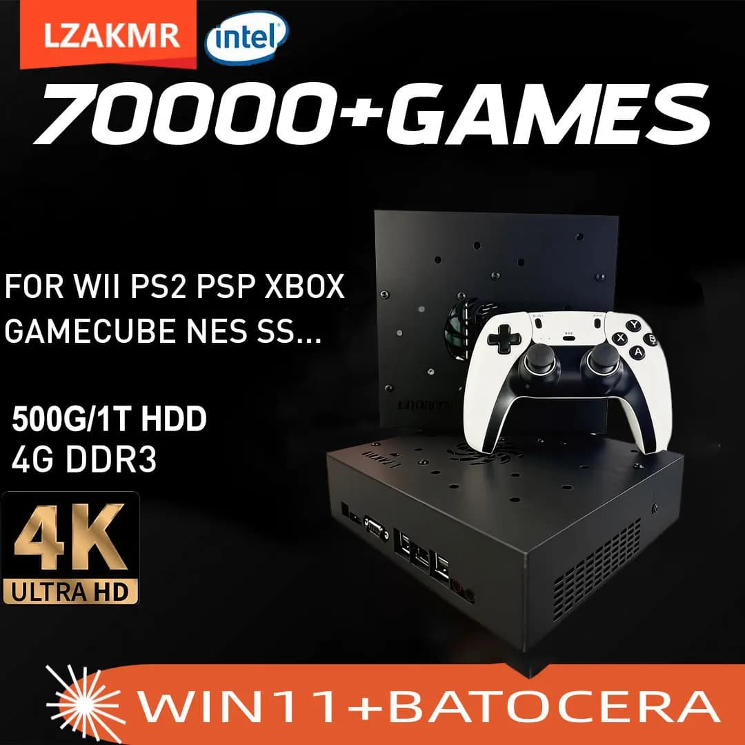 Super Console di Gioco X8 Pro con Oltre 70000 Giochi, I3-3110M, 60+ Emulatori per Wii, PS2, DC, PSP, GAMECUBE, Console da 500GB con Win11 e Batocera