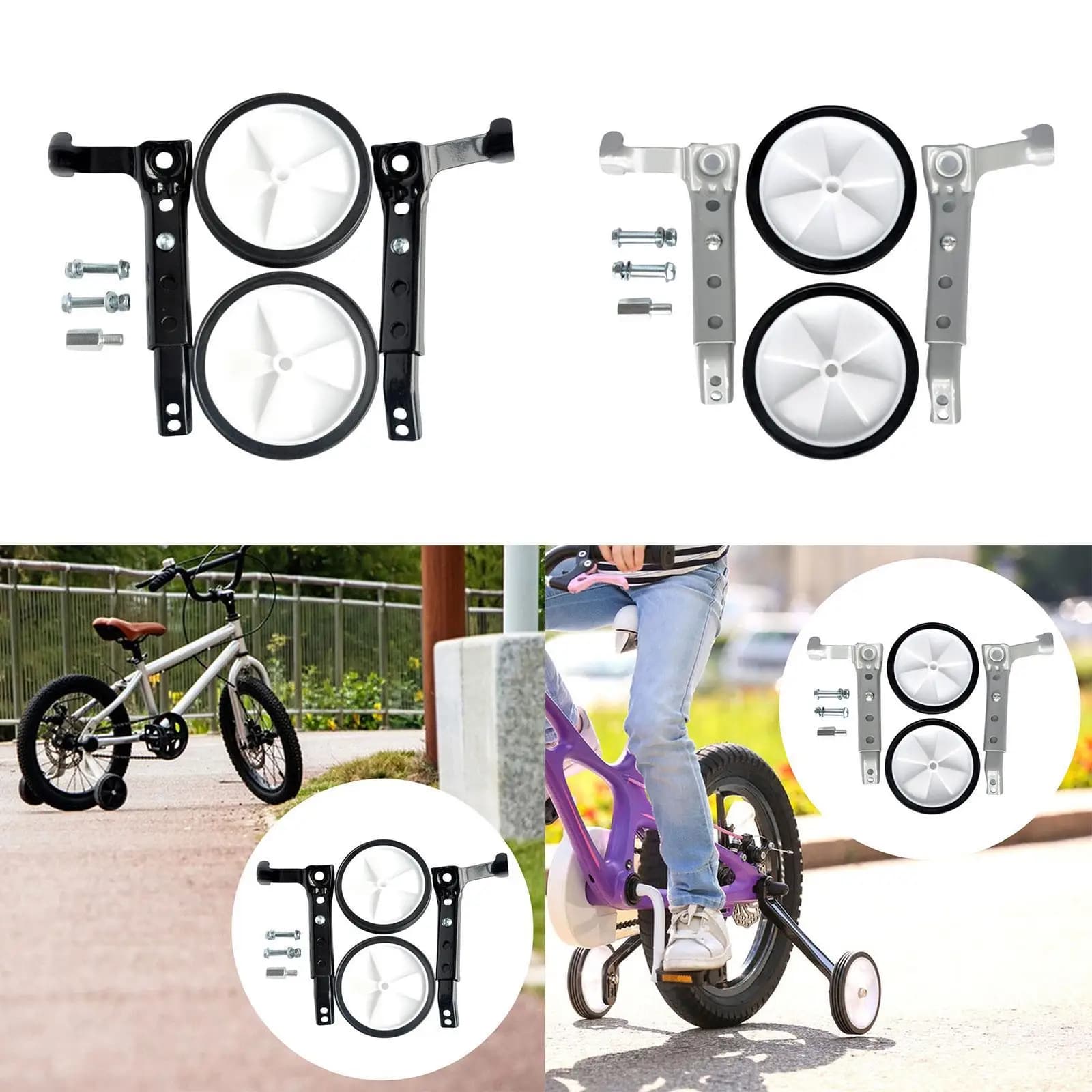 Ruote di supporto per biciclette per bambini, in plastica resistente, ruote posteriori di ricambio, attrezzatura di supporto per ciclismo per ragazzi e ragazze