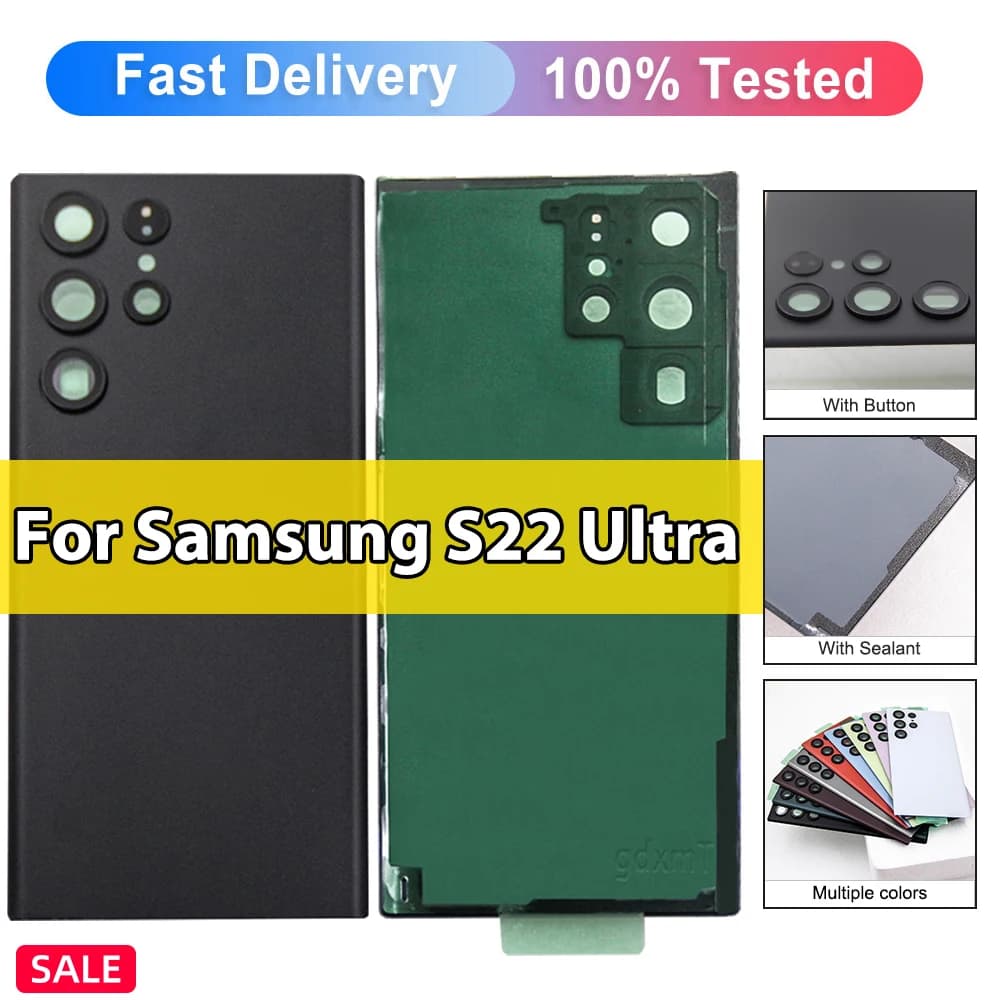 For Samsung S22 Ultra 5G S908B S908B/DS Battery Back Cover S22Ultra Battery Cover Rear Door Housing Panel Case Camera Lens Parts