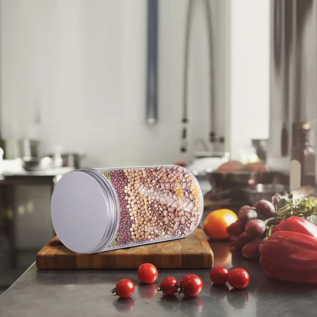 Multipurpose Airtight Food Storage Jar Sealing Lid for Tea Coffee Beans Grains Nuts Dried Fruit Rice Salt Sugar