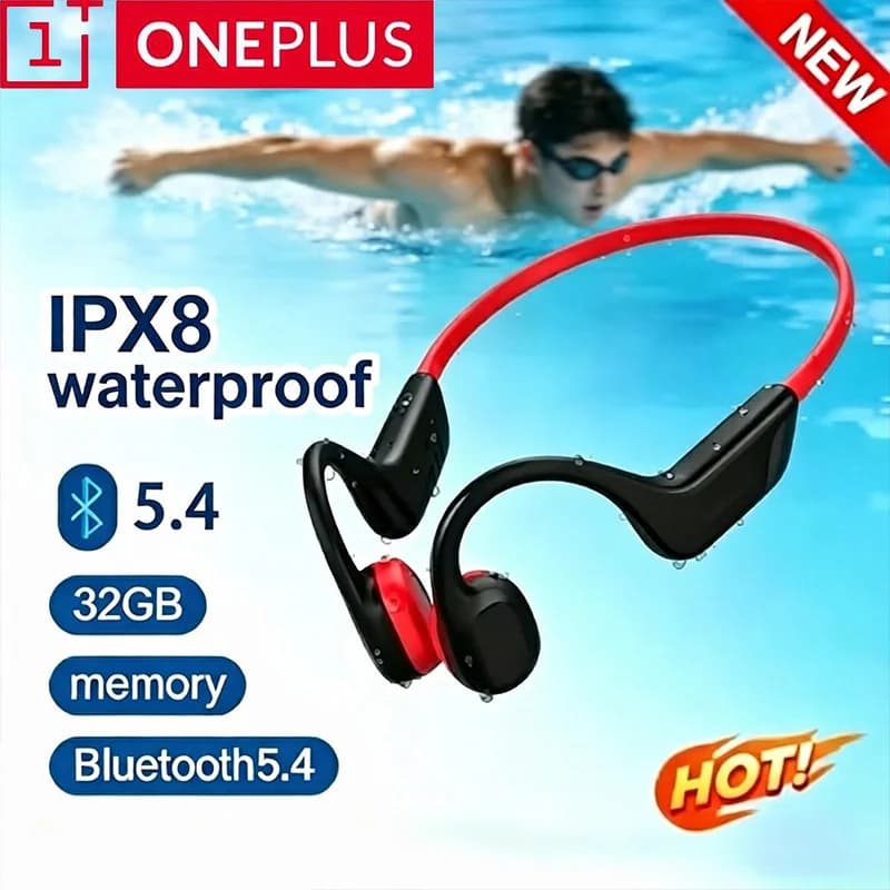 OnePlus Bluetooth 5.4 Wireless Earphone IPX8 Waterproof Sweatproof Bone Conduction HIFI-level Sound Quality with Mic for Fitness