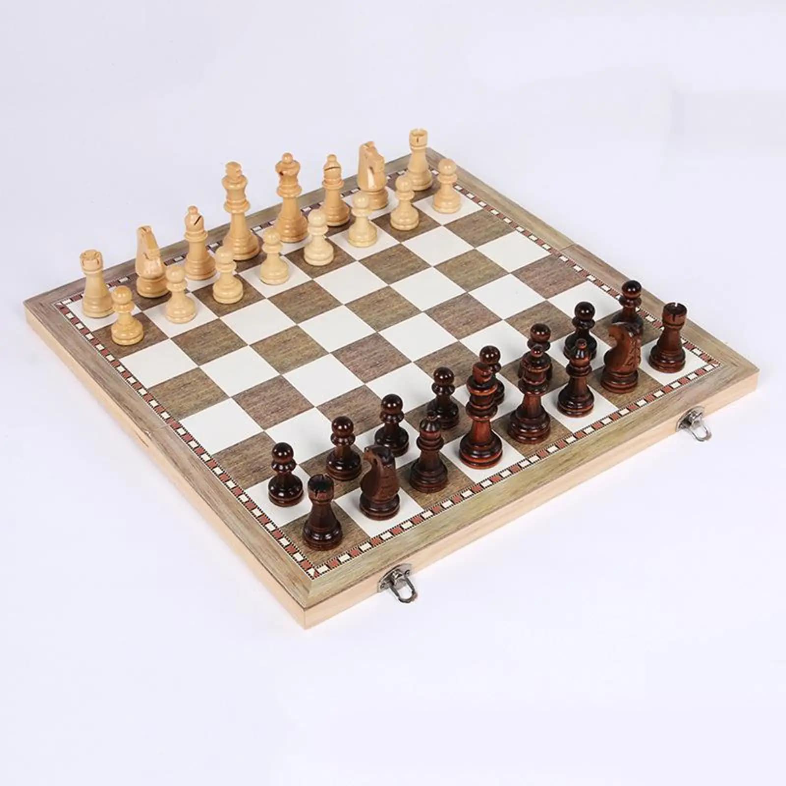 Foldable Magnetic Wooden Chess Board Game Travel-friendly Premium Chess Set with Storage for Adults