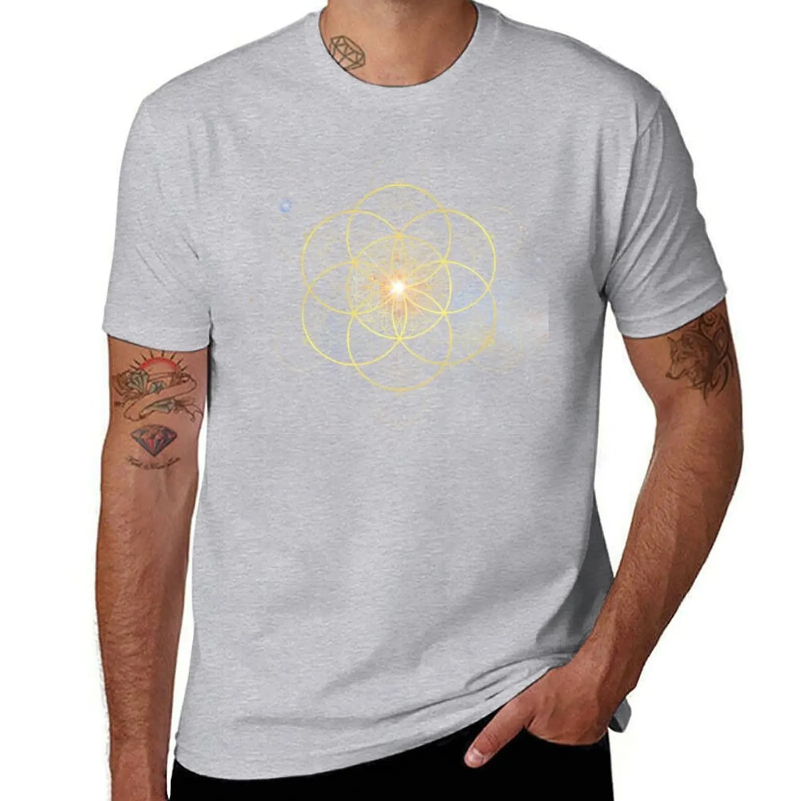 Best summer fashion Flower of life in the seed of life Mandala T-shirt Boys White Hippie Clothing Graphics Men's Clothing