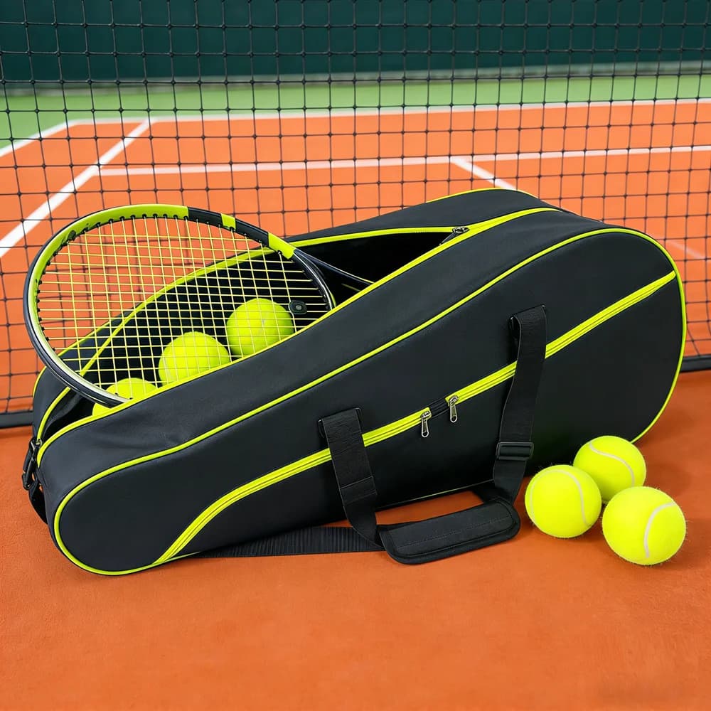 Large Capacity Tennis Rack Bag for 3-6 Pieces, Gym Bag for Badminton, Squash Rack Bag with Separate Shoe Cover
