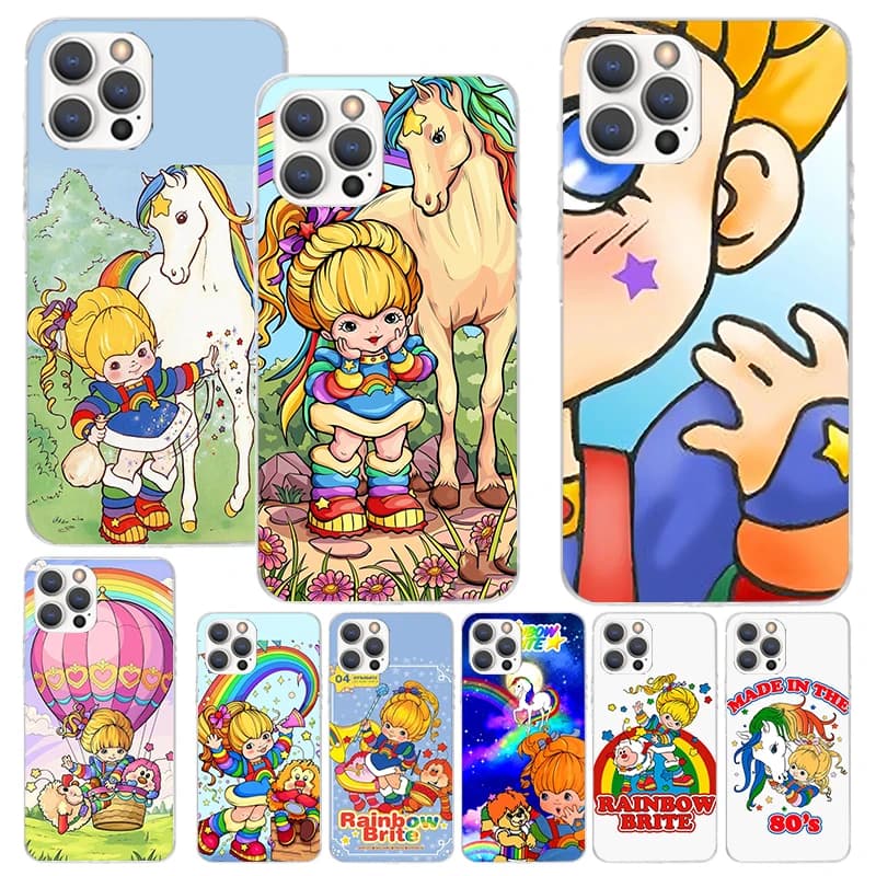 R-Rainbow Cute Brite Stampa Custodia morbida per iPhone 17 Air 16 16E 15 14 Plus 13 Mini 12 11 Pro Max Custodia per telefono SE 7 8 Modello Cover