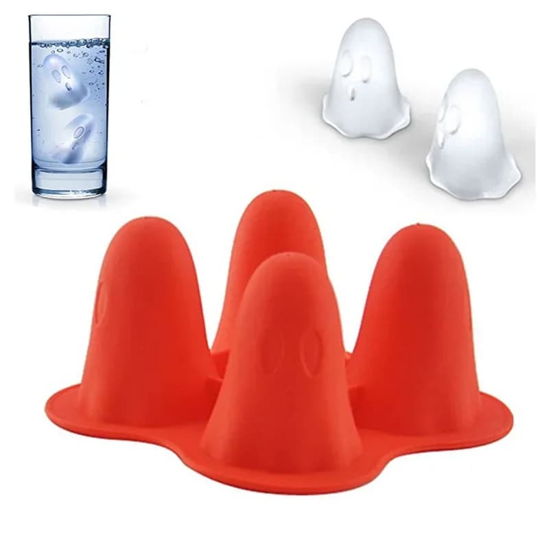 Stampo in Silicone 3D a Forma di Fantasma per Caramelle, Cioccolato, Gelatine, Vassoio per Cubetti di Ghiaccio Halloween, Trattamento o Scherzo