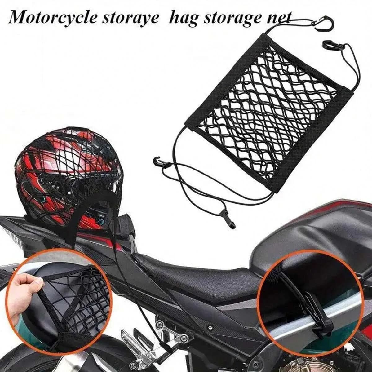Rete elastica universale all-in-one per moto/scooter con fissaggio per casco, adatta a motociclette, scooter e biciclette