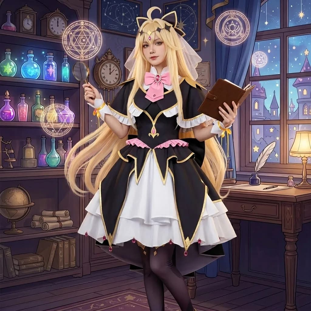 Costume Completo Lolita Jirai Kei Cos Anime Cosplay Serie: Moria Luluka Black Arcana Shadow Cosplay Sweet