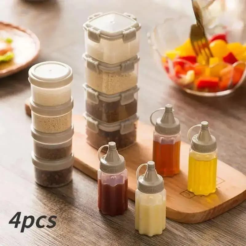 Small Portable Sauce Squeeze Bottle Thickened Plastic Squeeze Bottle Sauce Pot Sub-Packaging Bottle Sauce Squeeze Pot Oil Set