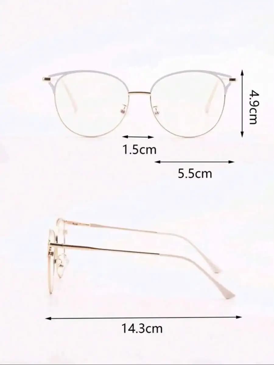 1pc Women's Lightweight Metal Frame Round Hollow Out Eyebrow Design Fashionable Clear Lens Glasses, Multiple Colors Available,