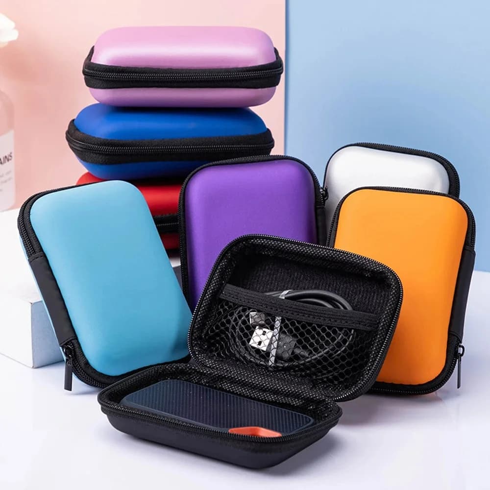Borsa da viaggio portatile in EVA con cerniera protettiva per cuffie Flash Drive Organizzatore di cavi dati per caricabatterie per telefono cellulare