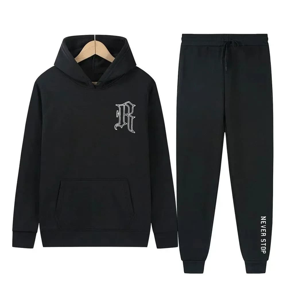 Men's casual hoodie and casual trousers set, sportswear set and men's and women's sports pants, autumn and winter men's suit