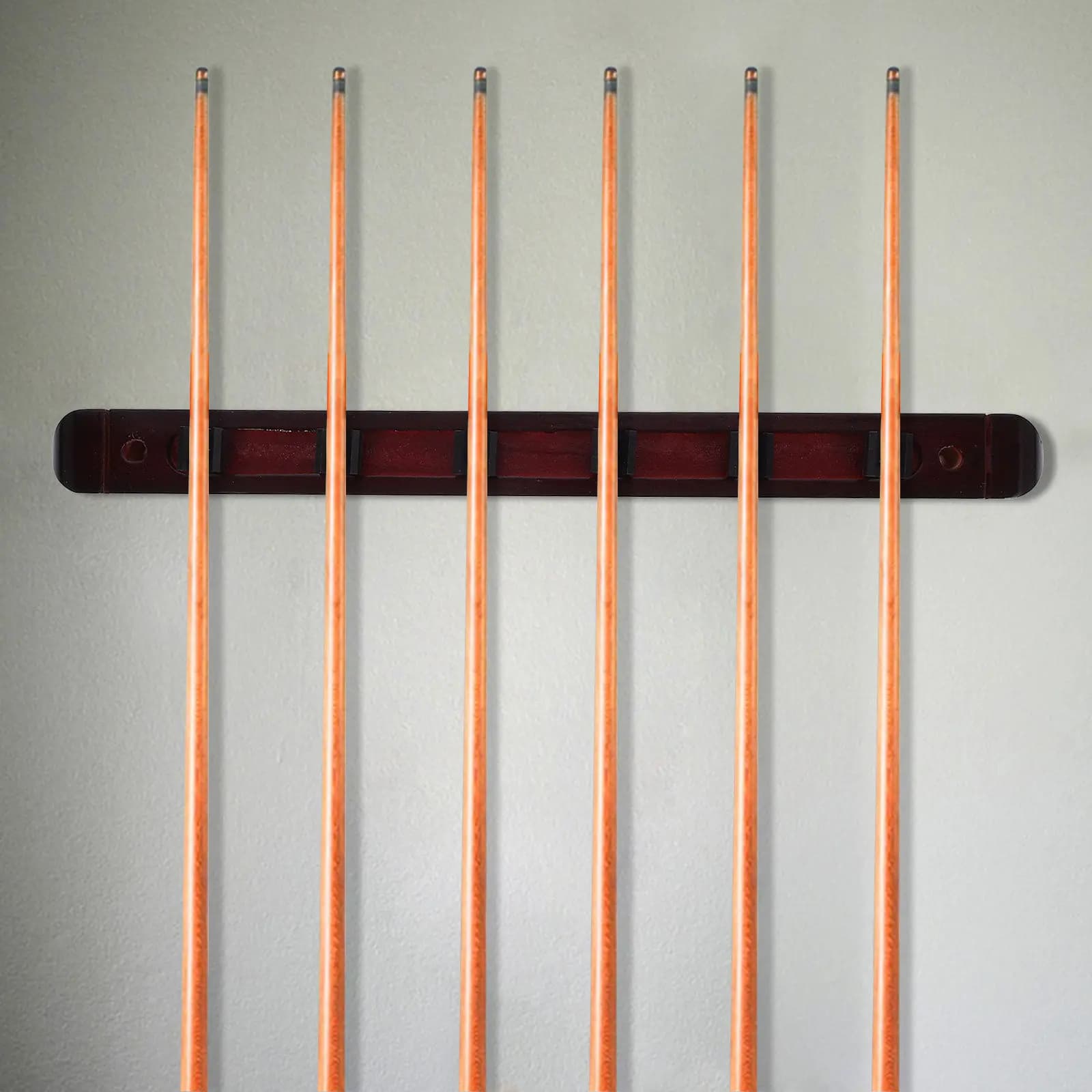 Set di 1 Portastecche da Biliardo in Legno, Supporto da Parete Multi-Slot per Stecche, Organizzatore Espositivo Robusto per Stecche da Biliardo