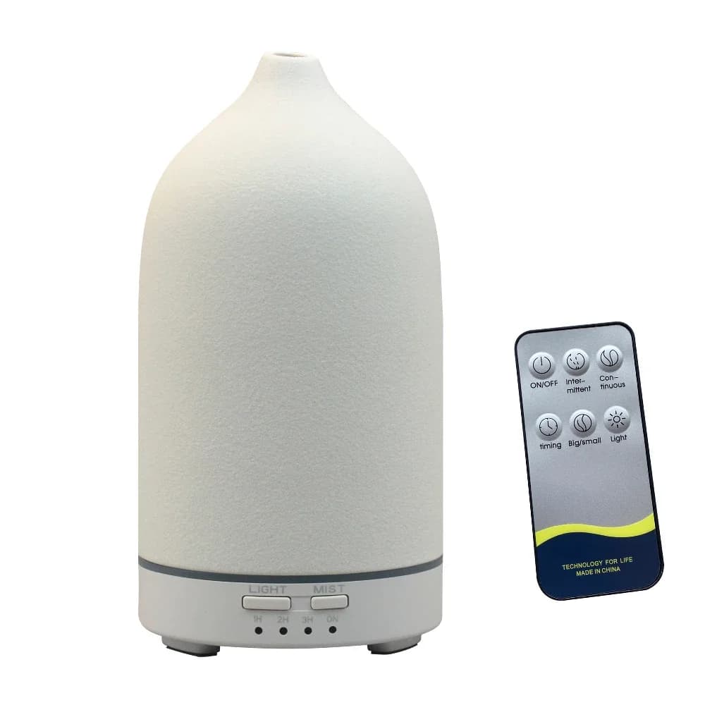 Umidificatore d'Aria in Ceramica, Diffusore di Aromi Automatico, Piccolo Umidificatore per Hotel, Diffusore di Oli Essenziali con Timer e Luci Colorate