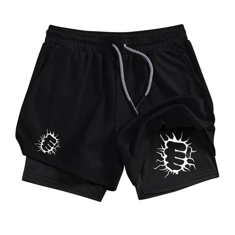 Comfortable Men's Elastic Quick Drying 2-In-1 Sports Shorts Casual Beach Summer Outdoor Fitness Running Cycling Harajuku Jogging